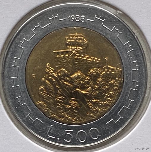 Сан-Марино 500 лир 1988 г. В холдере