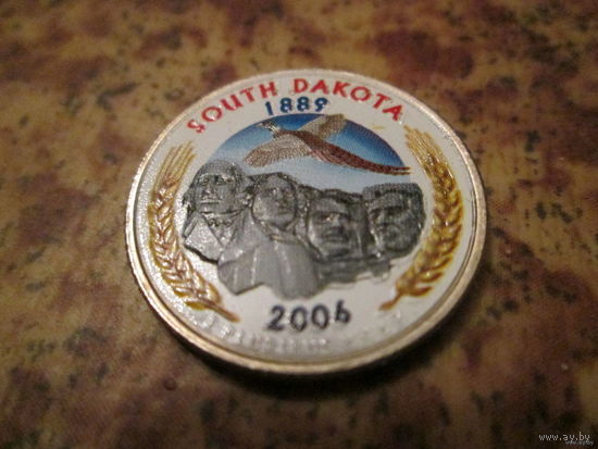 25 центов, цветной квотер США, штат Южная Дакота