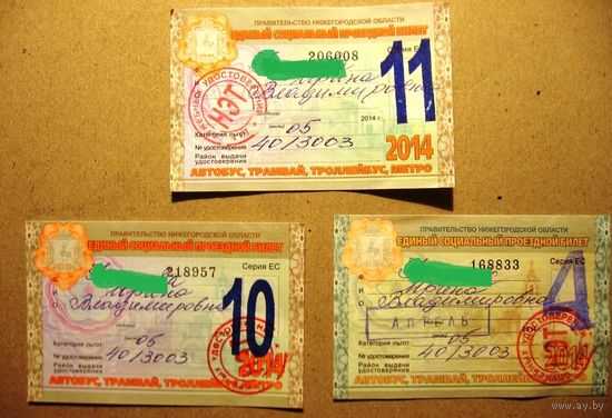 Единый социальный проездной билет (г.Нижний Новгород), 2014 год.