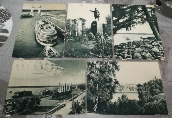 Открытки "По Волге" 1956г.  16 шт.