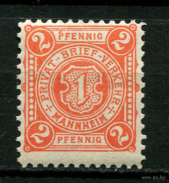 Германия - Мангейм - Местные марки - 1887 - Герб 2Pf - [Mi.4] - 1 марка. MNH.  (Лот 95CK)