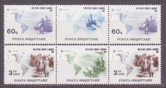 АЛБАНИЯ 1992 ЕВРОПА EUROPA-CEPT КОЛУМБ ПАРУСНИКИ ОТКРЫТИЕ АМЕРИКИ М-К-М 2 СЦЕКИ 2510-11 MNH (НОЯ
