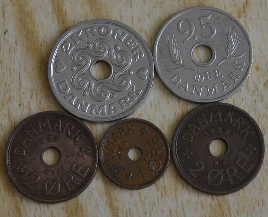 Дания сборный  лот монет разных годов