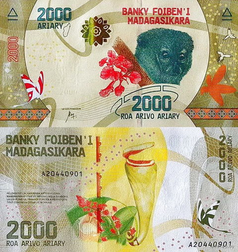 Мадагаскар 2000 ариари 2017 год UNC