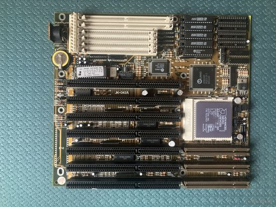 486 материнка JK-024 с процессором AMD 486dx4-100 и парой планок памяти 16мб (2х8мб)