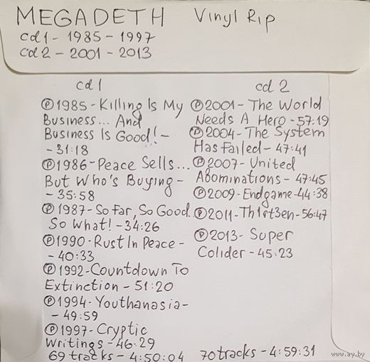 CD MP3 MEGADETH - 2 CD - Vinyl Rip (оцифровки с винила)