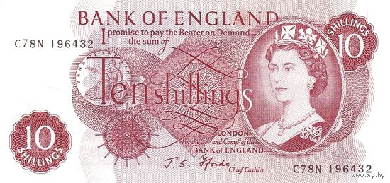 Великобритания 10 шиллингов образца 1960-1970 года UNC p373c