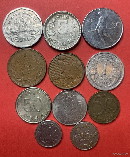 11 разных монет из 11 стран - 10