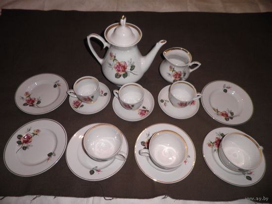 Сервиз чайно-кофейный Роза,Минск МФЗ.БССР.С рубля.