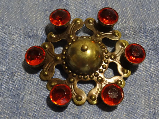 Брошь СССР, Прибалтика, латунь, чернение, d 5,5 см