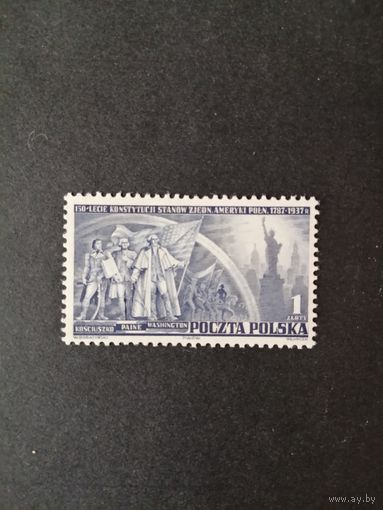 Польша 1938 Марка "150 лет конституции США" (чистая*, след от наклейки) Mi.326 каталог 3.00 евро