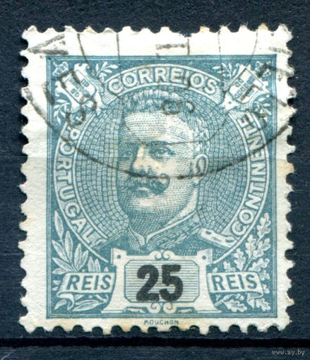 Португалия (Королевство) - 1895/96г. - Король Карлуш I, 25 R - 1 марка - гашёная [Mi 129]. #1-Po-15-A-1