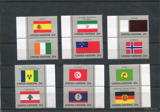США. ООН Нью-Йорк. Флаги стран - членов ООН. Из выпуска 1988 года