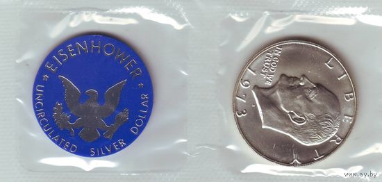 США, 1 доллар 1973 год, сертификат,жетон. UNC