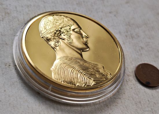 24KT Gold Electroplate, позолота США  Настольная медаль Сокровища искусства Древней Греции