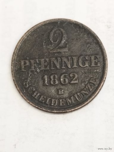 Королевство Ганновер 2 пфенинга 1862