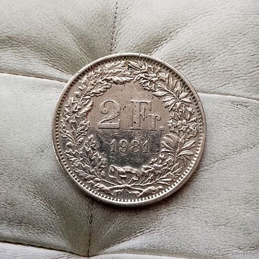 2 франка 1981 года Швейцария. Швейцарская конфедерация.