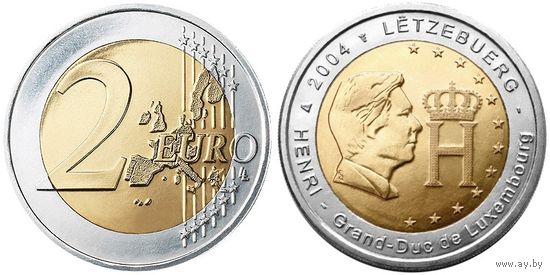 2 Евро Люксембург 2004 Великий Герцог Анри UNC из ролла