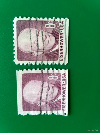 Марки США. Дуайт Дэвид Эйзенхауэр (1890-1969). Военный и политический деятель, 34-й президент.