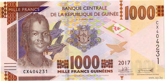 Гвинея, 1000 франков, 2017 г., UNC