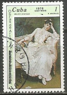 Куба. Живопись в Национальном музее. Сидящая женщина. 1978г. Mi#2273.