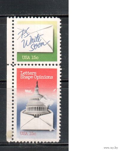США-1980, (Мих.1424-1425) , гаш. , Письма,