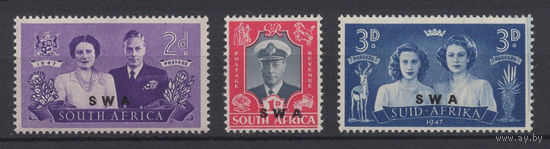 Юго Западная Африка 1947 ** Королевский визит, George VI, серия 3 марки (SG 134-136)