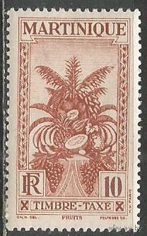 Мартиника. Кокосовая пальма. Доплатная марка. 1933г. Mi#13.