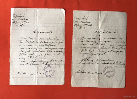 Zaswiadezenie 1919 год цена за все