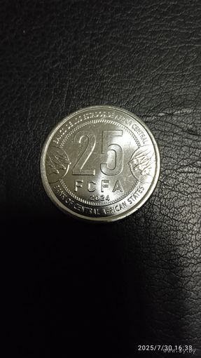 Центральная Африка 25 франков 2024 степени редкости RR