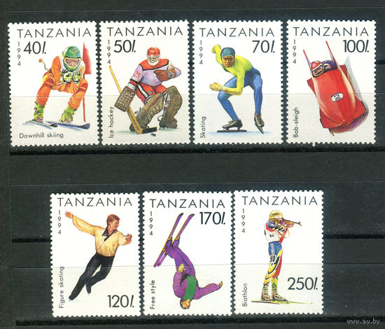Танзания - 1994г. - Зимние Олимпийские игры - полная серия, MNH, 4 марки с отпечатками на клее [Mi 1705-1711] - 7 марок