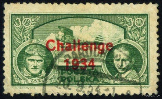 Авиация Польша 1934 год 1 марка с надпечаткой