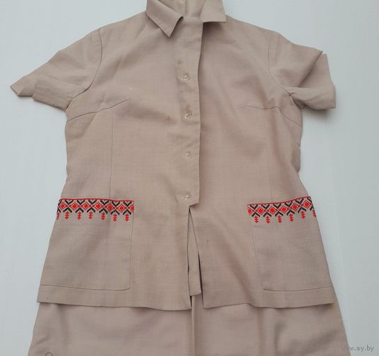 Костюм с вышивкой лен 50 годы