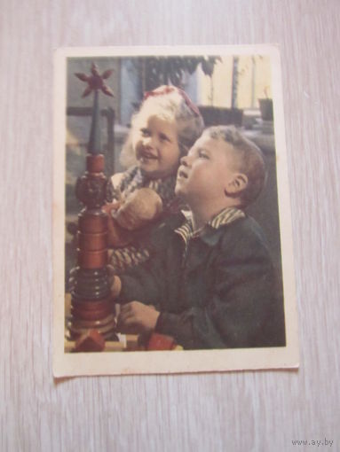 Юные строители фотоэтюд Уткина Б.В. 1955 год