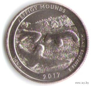 25 центов 2017 г. Парк=36 Национальный памятник Эффиджи-Маундз Айова Двор P _состояние UNC