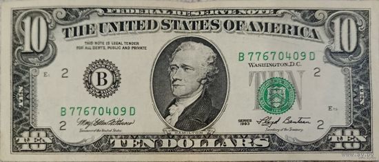 10 долларов США. 1993г