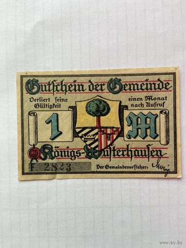 1марка (нотгельды) Германия г.Кёнигс Вунстерхафен -1402