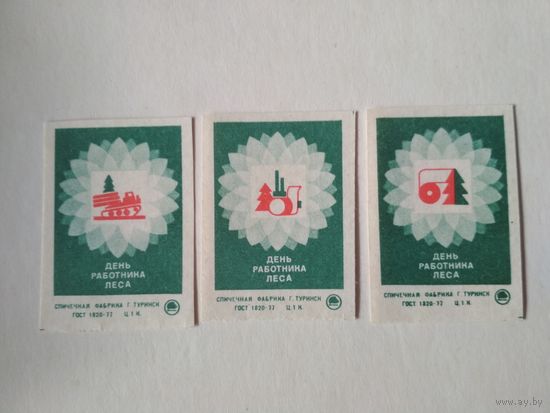 Спичечные этикетки ф.Туринск. День работника леса. 1981 год
