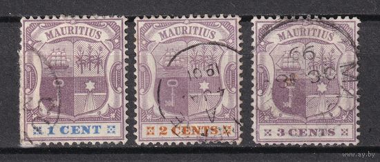 37.BrKM. Великобритания. Колонии. Маврикий. Герб. Стандарт.1C, 2C, 3C. 1895/99 гг. Mi.##82-84.