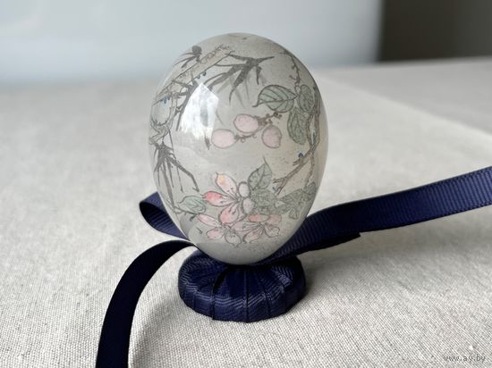 Статуэтка яйцо стекло роспись старый Китай винтаж