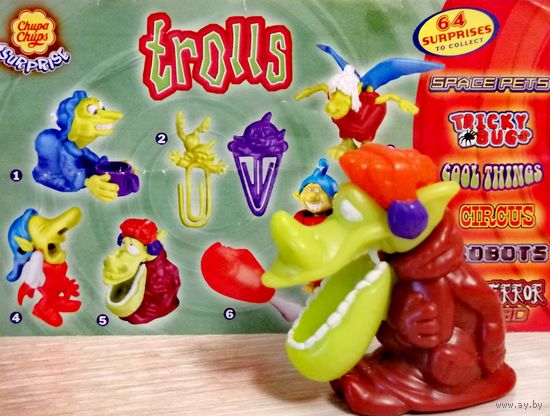 "Chupa Chups" Сюрприз.  Серия "Тролли" + Вкладыш. 2003г.