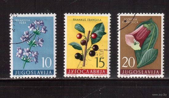 Югославия-1959(Мих.882-884)  гаш. ,  Цветы