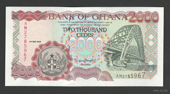 Гана 2000 седи 1998 года. Тип Р-33c. Состояние UNC