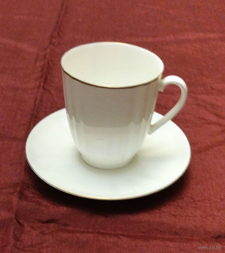 Кофейная пара из костяного  фарфора, ЛФЗ