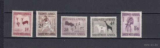 Фауна. Юго-Западная Африка. 1954. 5 марок. Michel N 279-282,287 (8,0 е)