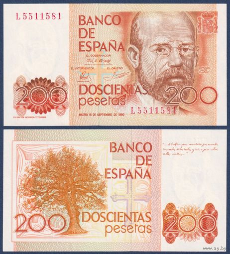 Испания, 200 песет 1980 г., P-156 (L, писатель Леопольдо Алас-и-Уренья), UNC