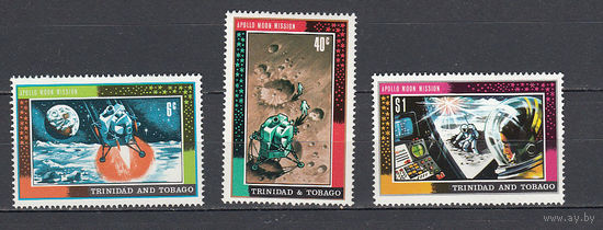 Космос. Аполлон 11. Тринидад и Тобаго. 1969. 3 марки (полная серия). Michel N 1295-1268, 1300-1304 (1,7 е).