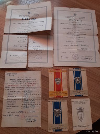 Польские документы,  документы к наградам