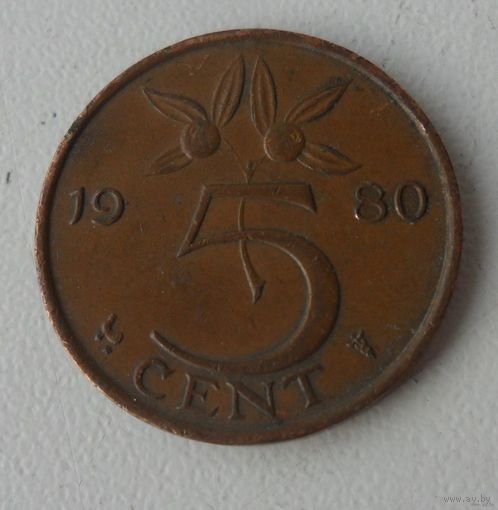 5 центов Нидерланды 1980 г.в.