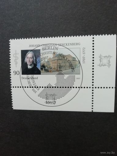 Германия. 2007 Марка "300 лет со дня рождения естествоиспытателя Йоханна Кристиана Шенкенберга" (гашеная с клеем) Mi.2588 каталог 1.70 евро